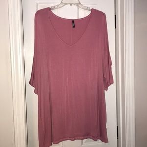 Pink plus size cold shoulder top